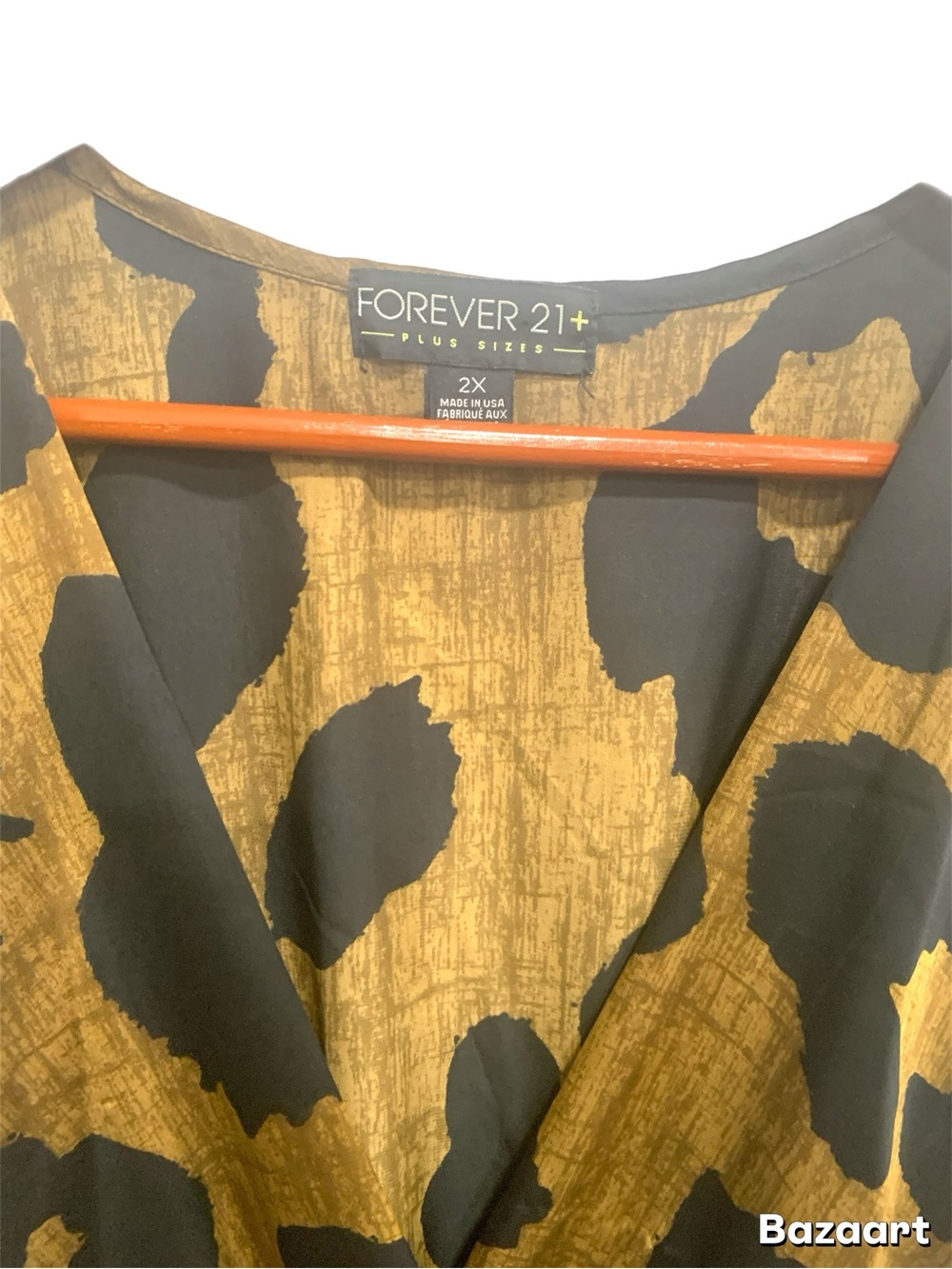 Forever 21 Plus olive green and Black Leopard Print Dress 2X - Picture 6 of 6